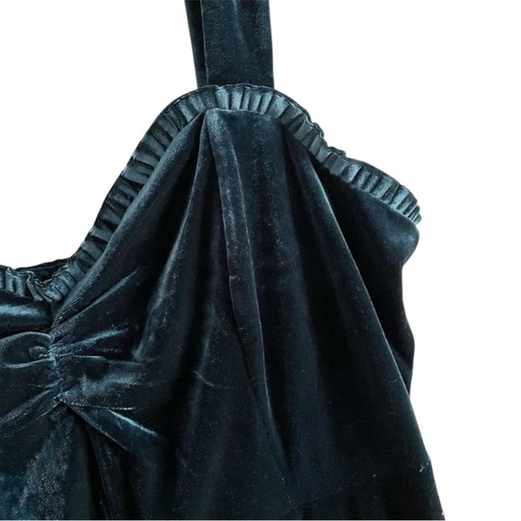 NWT Betsey Johnson Sweetheart Neck Emerald Green Velvet Sleeveless Midi Dress L - Picture 8 of 12